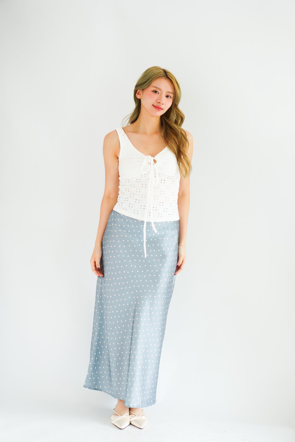 Vincy Eyelet Lace Top in White