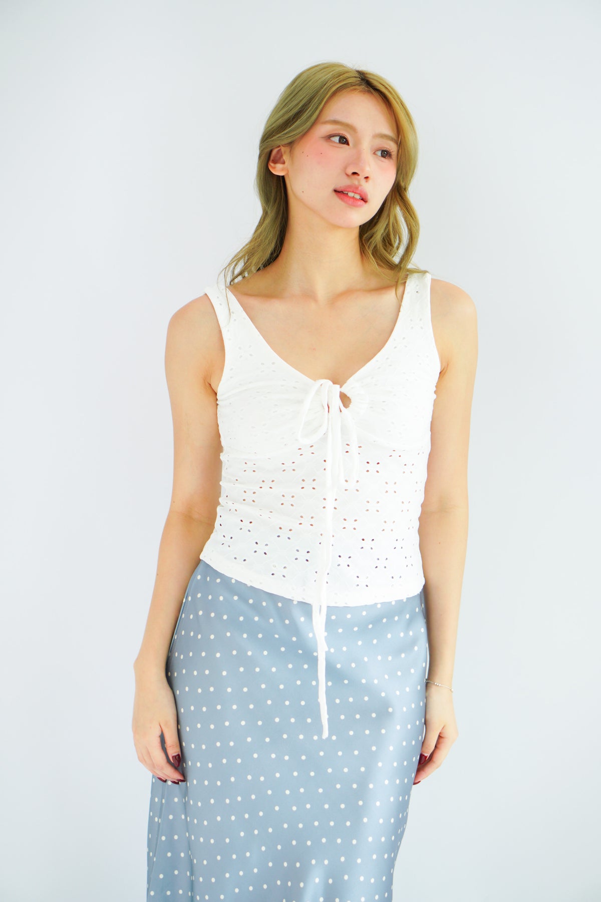 Vincy Eyelet Lace Top in White