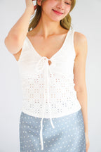 Vincy Eyelet Lace Top in White