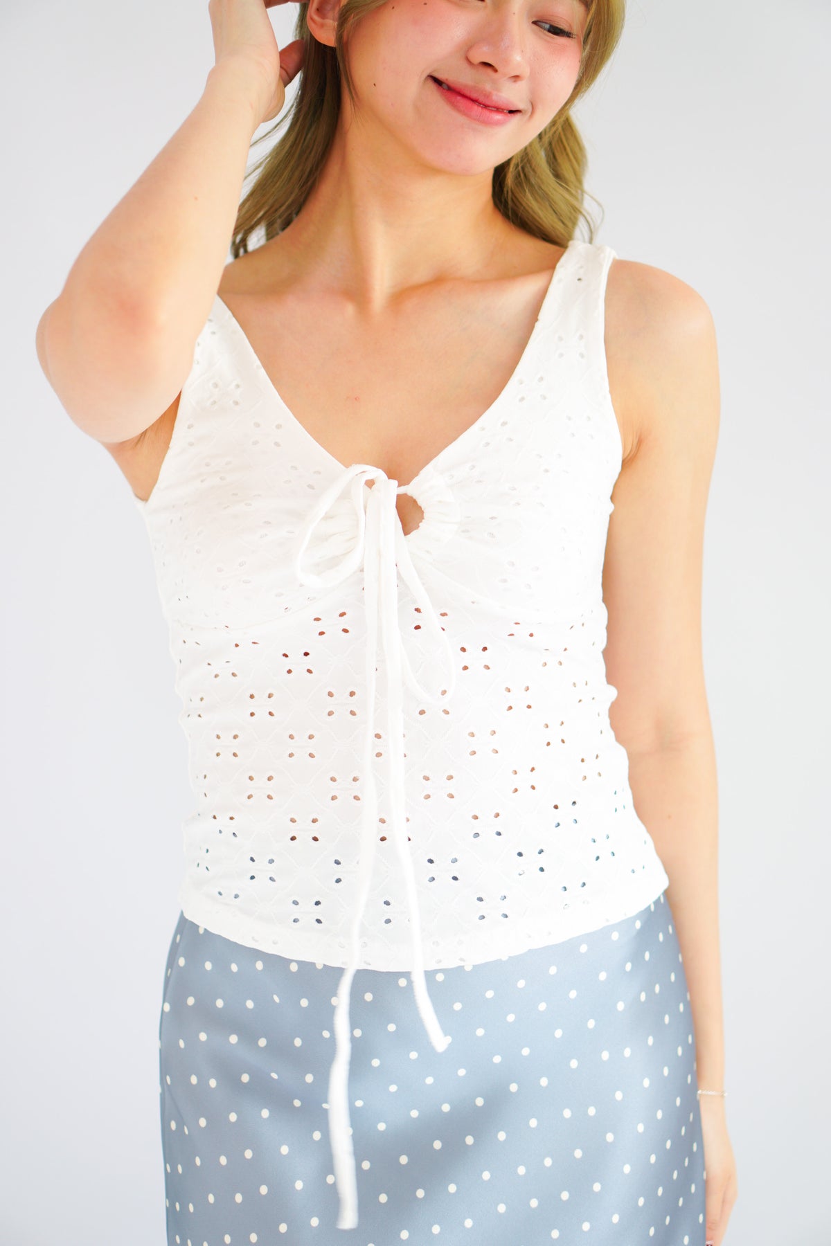 Vincy Eyelet Lace Top in White