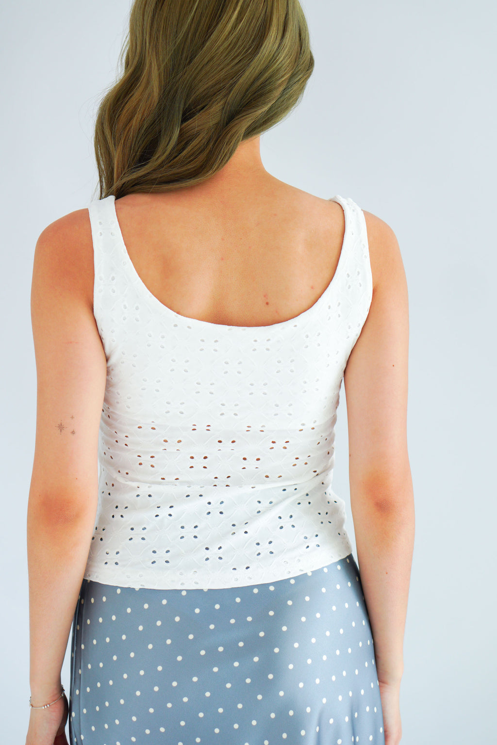 Vincy Eyelet Lace Top in White