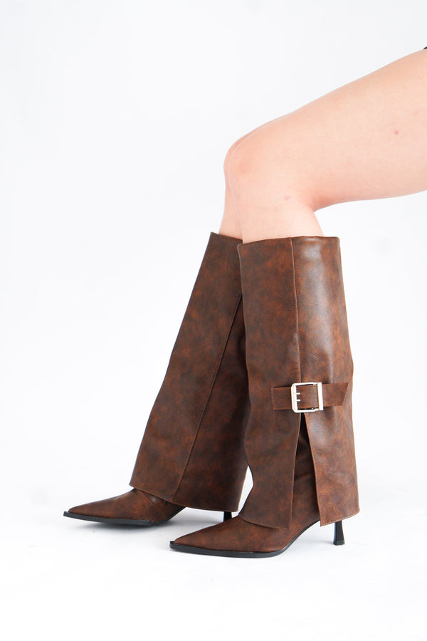 Edga Knee High Boots in Brown