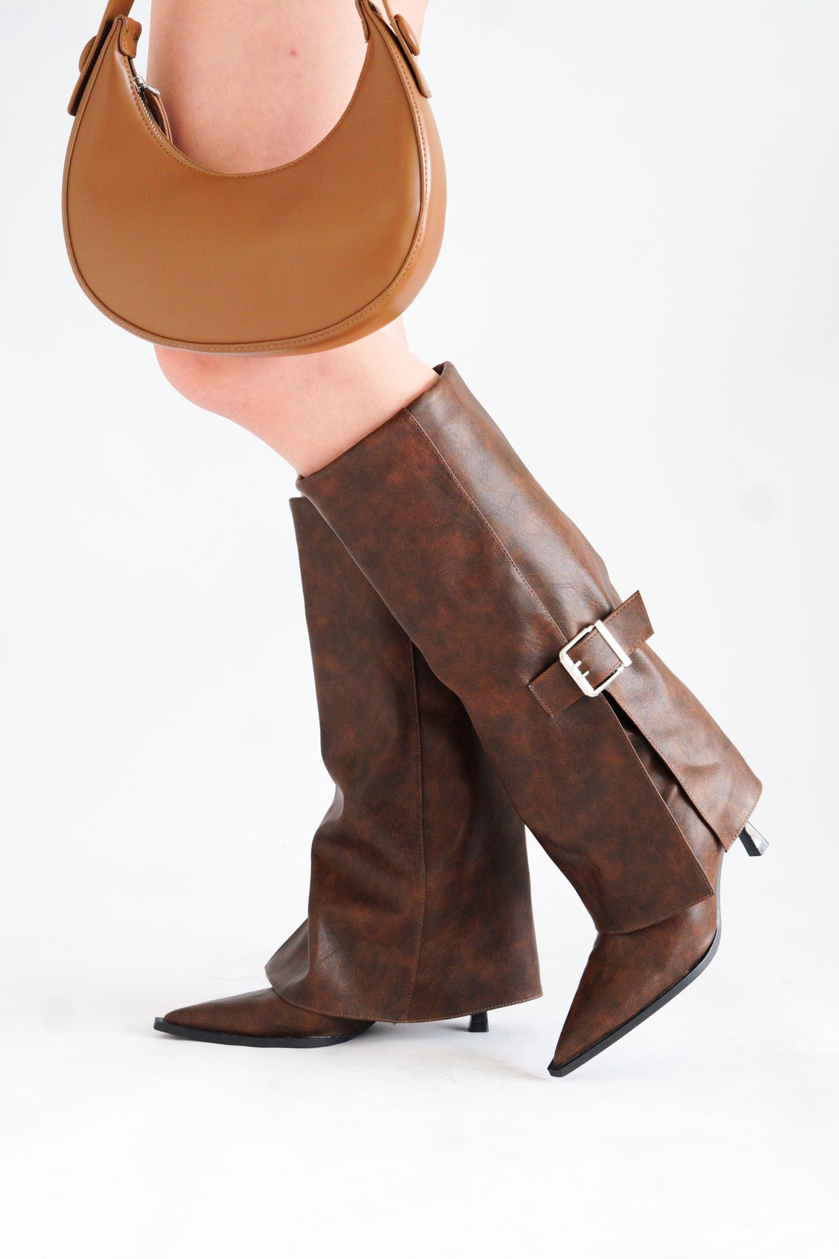 Edga Knee High Boots in Brown