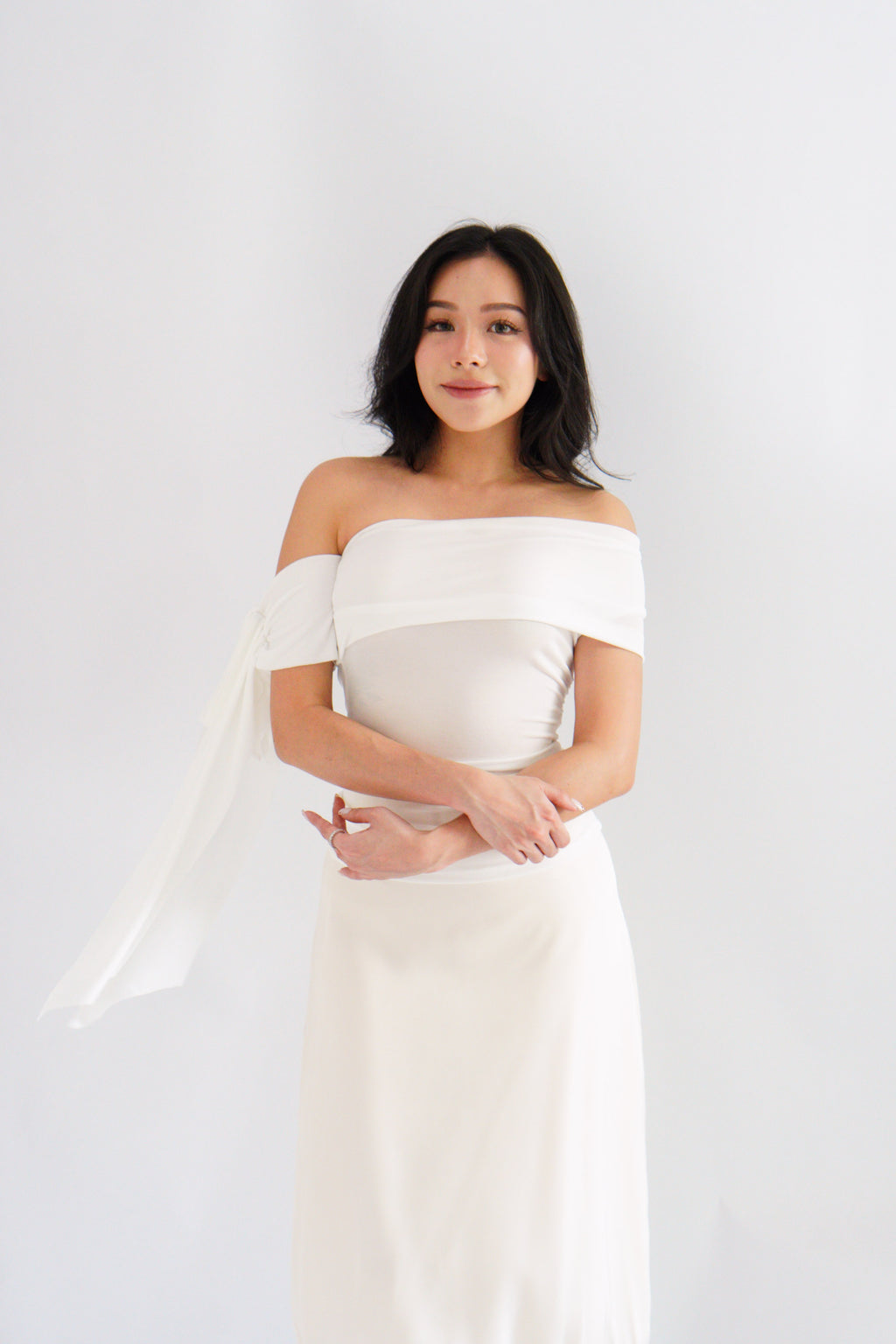 Baby Feraya Off Shoulder Toga Top in White