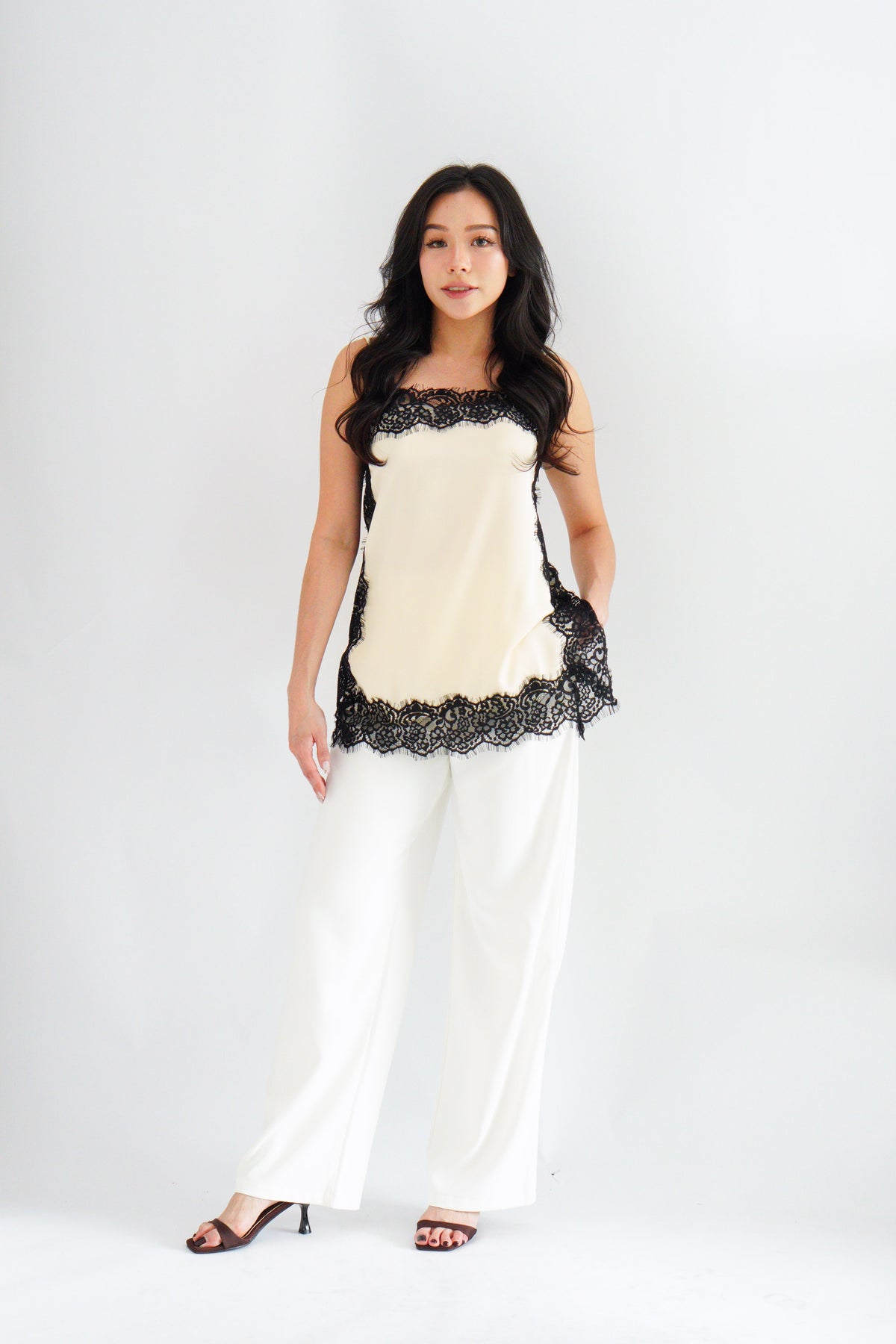 Zolini Lace Camisole Top in Cream