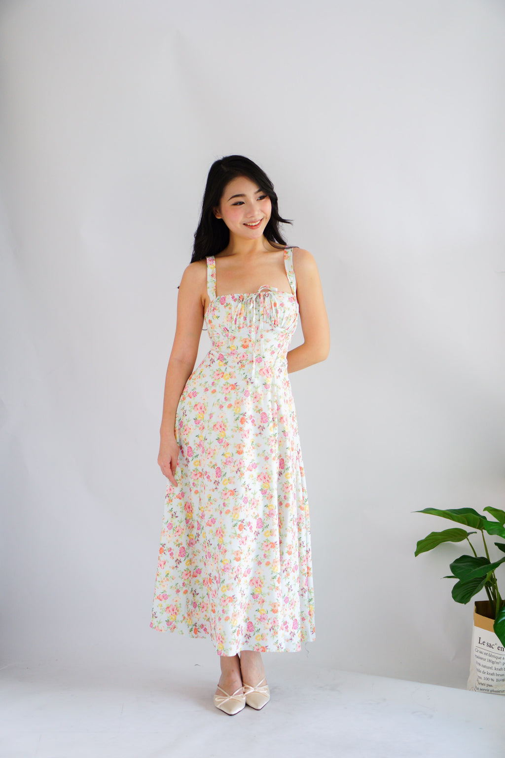 Wish Her Love Corset Maxi A-Line Floral Dress in Light Blue