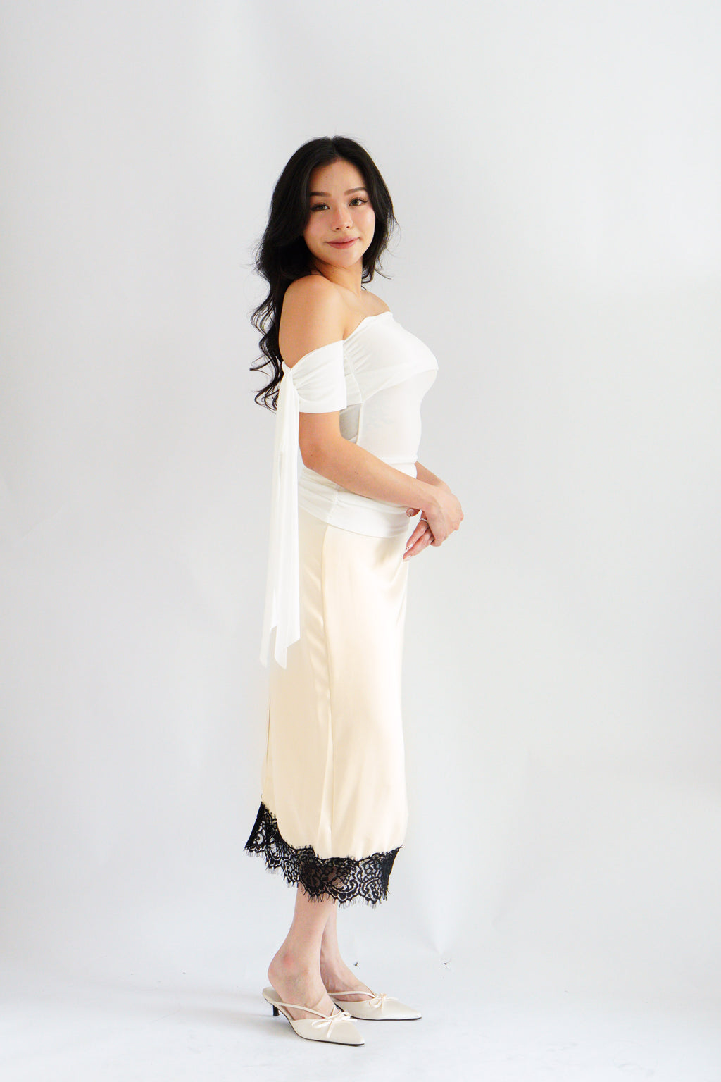 Baby Feraya Off Shoulder Toga Top in White