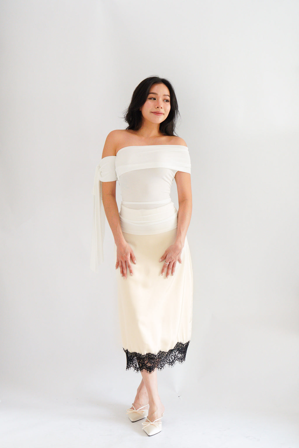 Baby Feraya Off Shoulder Toga Top in White