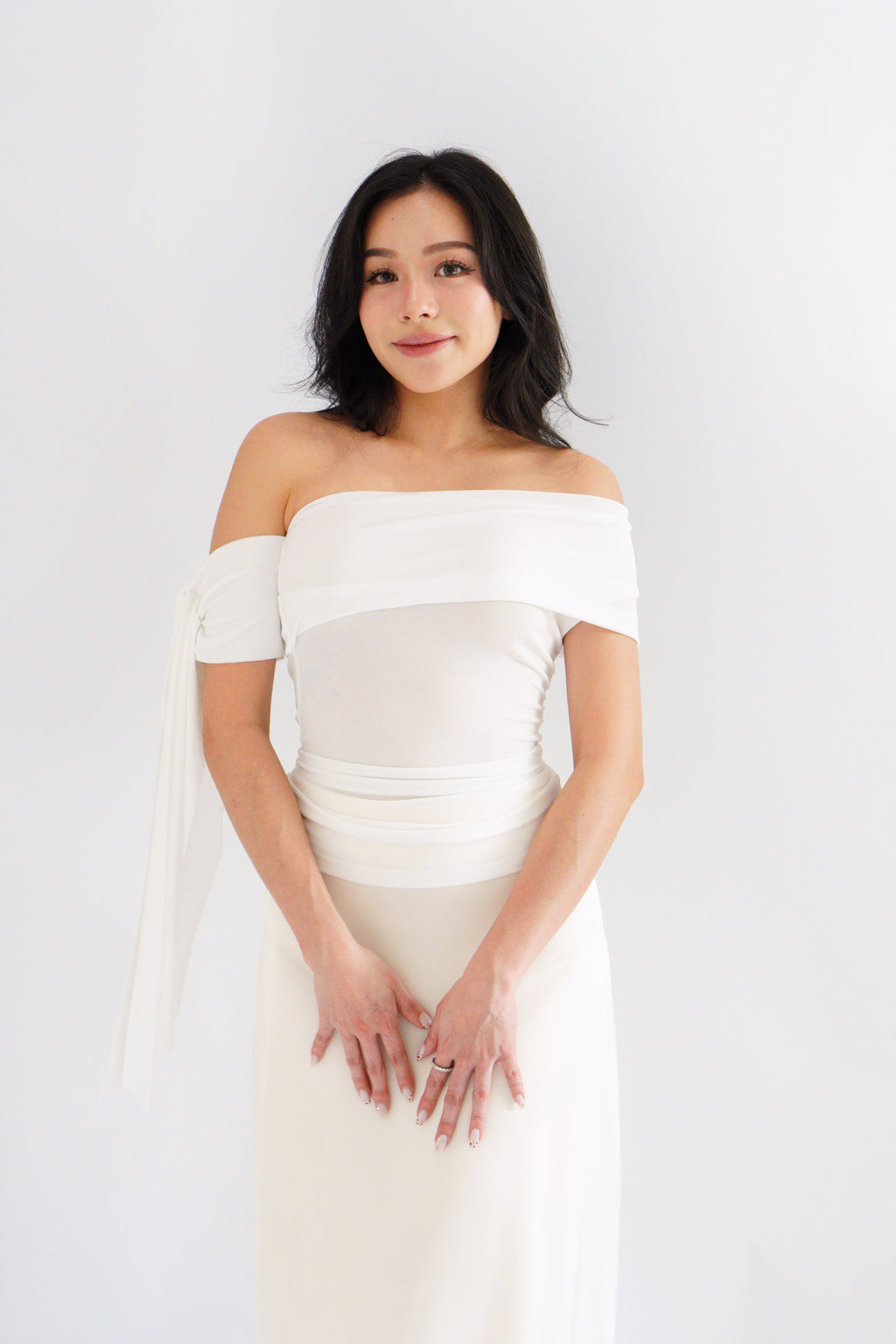 Baby Feraya Off Shoulder Toga Top in White