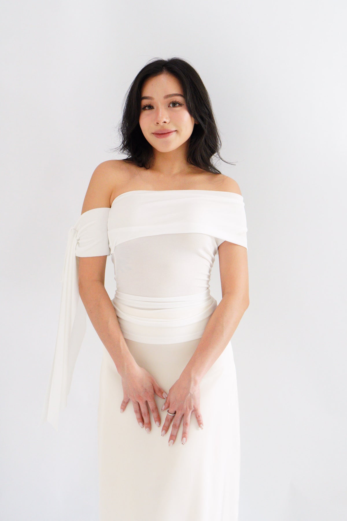 Baby Feraya Off Shoulder Toga Top in White