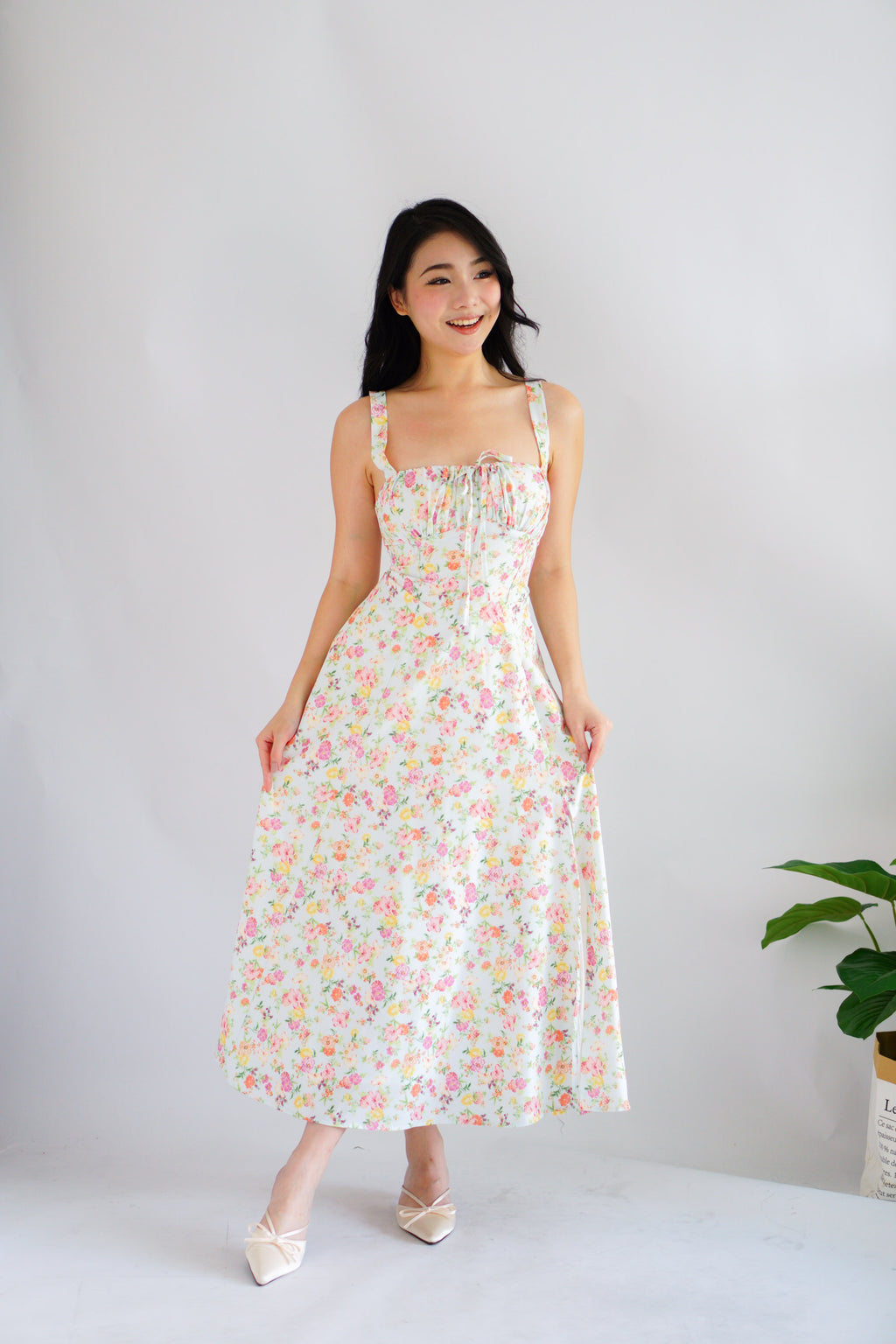 Wish Her Love Corset Maxi A-Line Floral Dress in Light Blue