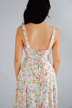 Wish Her Love Corset Maxi A-Line Floral Dress in Light Blue