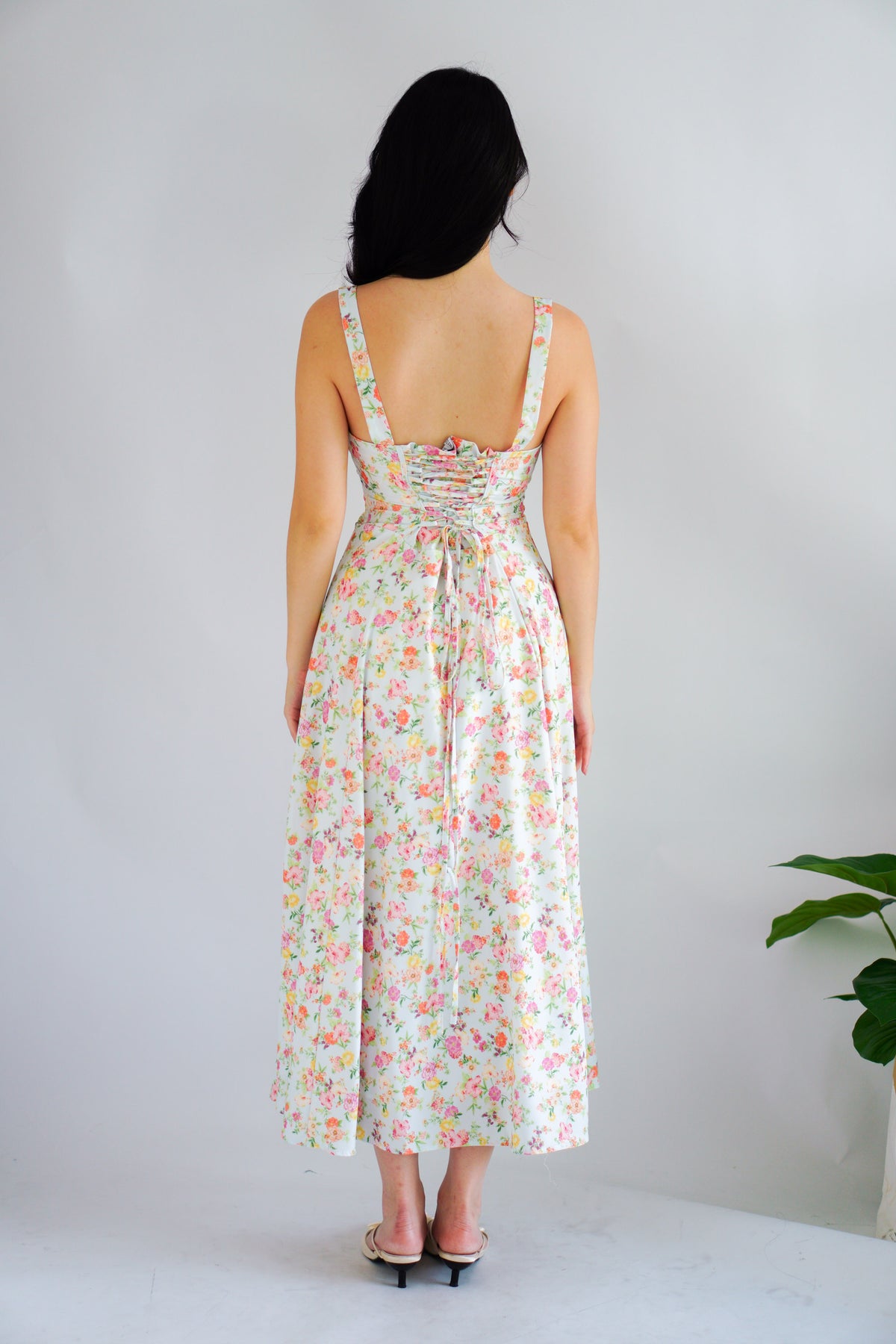 Wish Her Love Corset Maxi A-Line Floral Dress in Light Blue