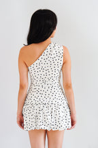 Lovynne Polkadot Toga Mini Layered Dress in White