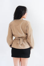 Raiya Self Wrap Long Sleeve Top in Khaki
