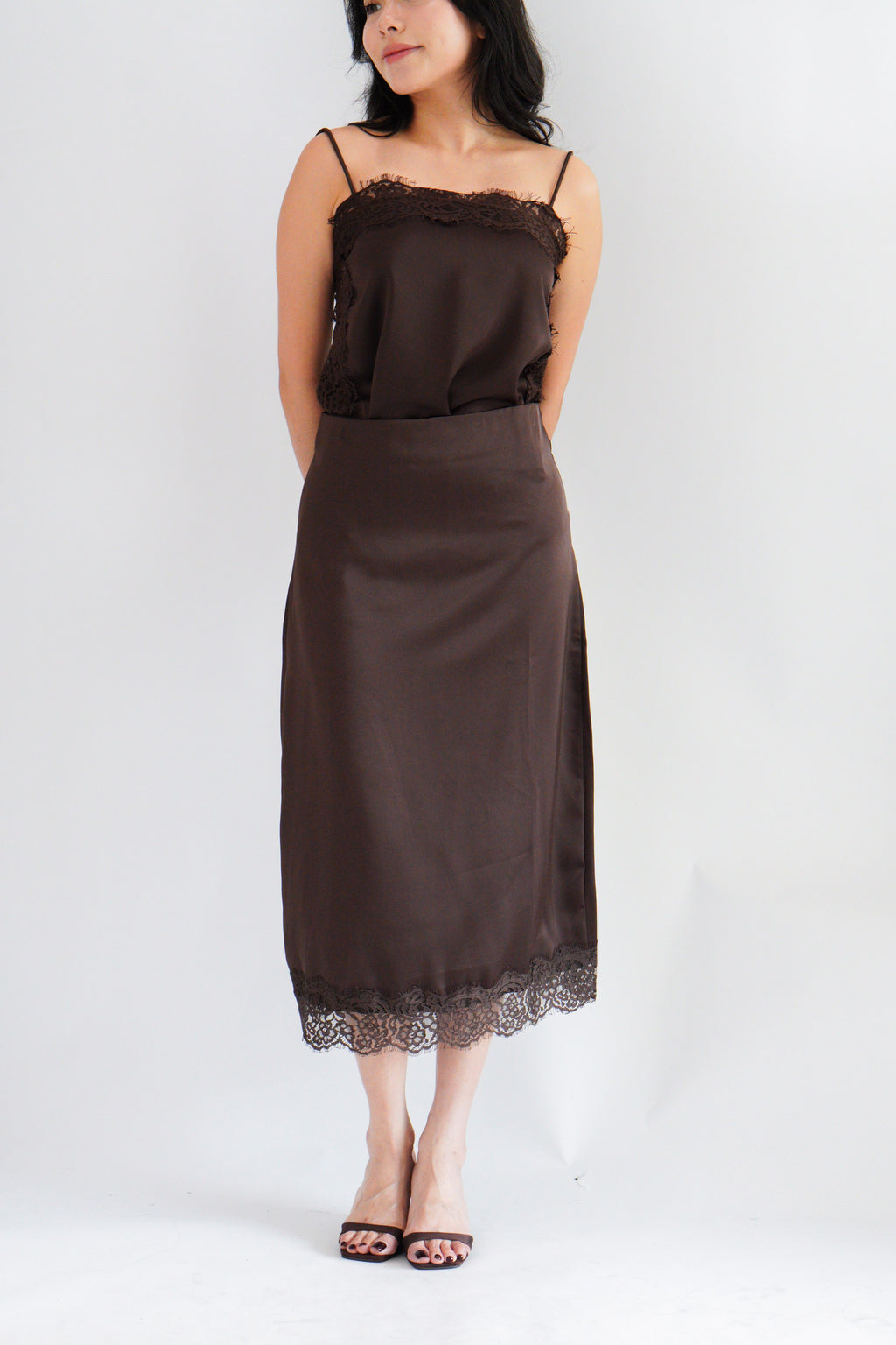 Zolini Lace Skirt in Dark Brown