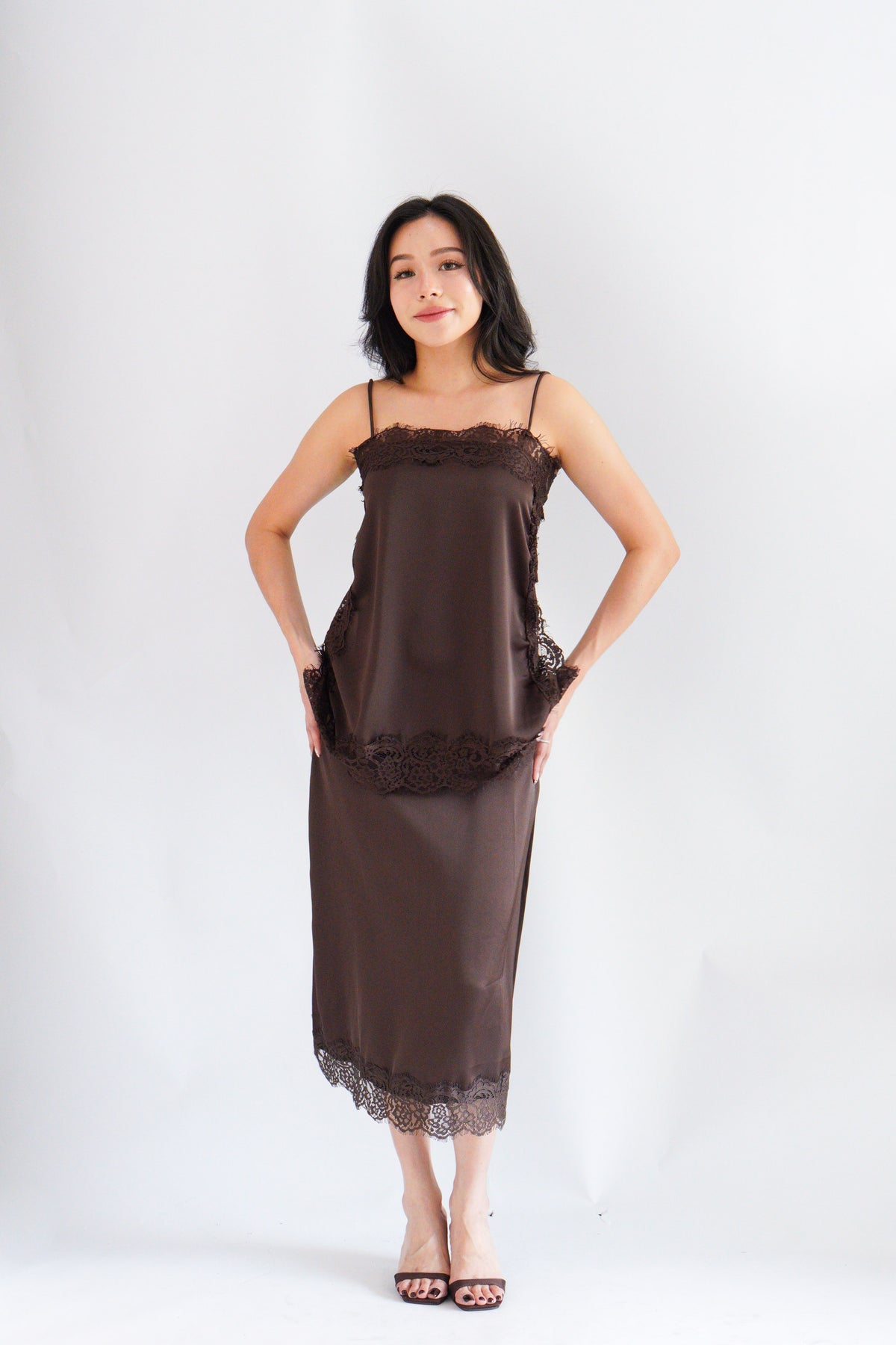 Zolini Lace Skirt in Dark Brown