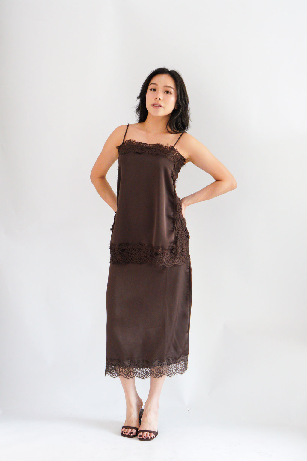 Zolini Lace Skirt in Dark Brown