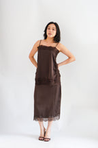 Zolini Lace Skirt in Dark Brown