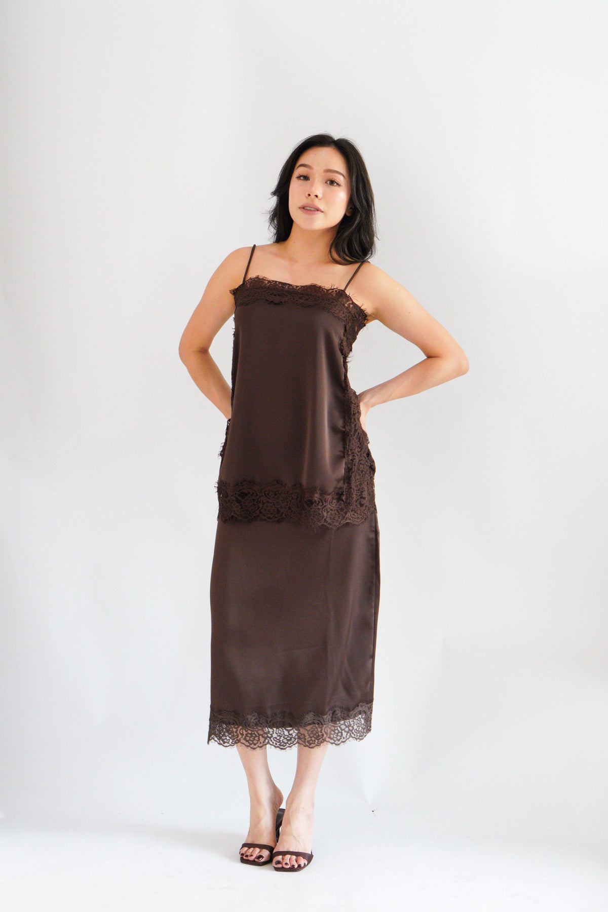 Zolini Lace Skirt in Dark Brown