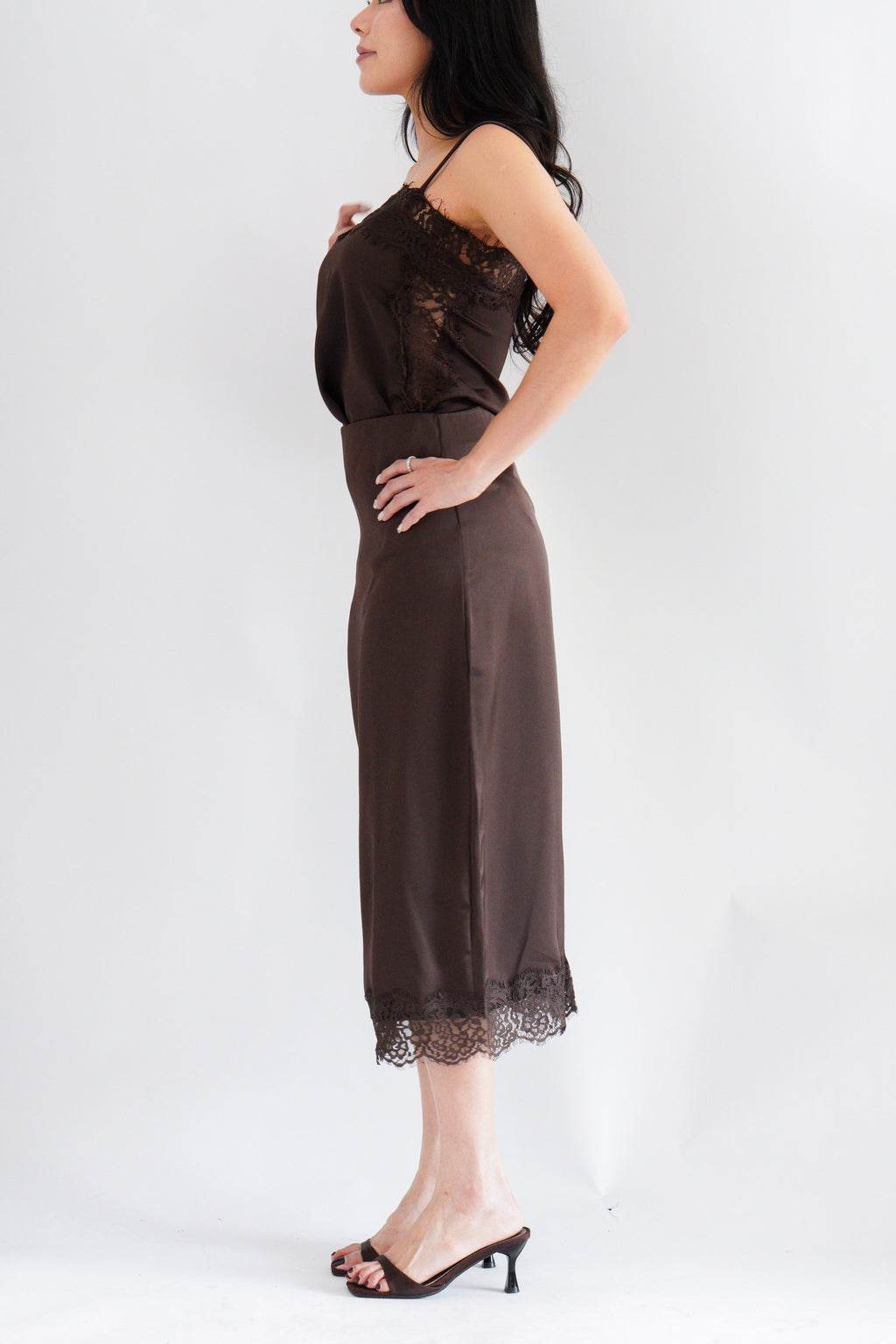Zolini Lace Skirt in Dark Brown