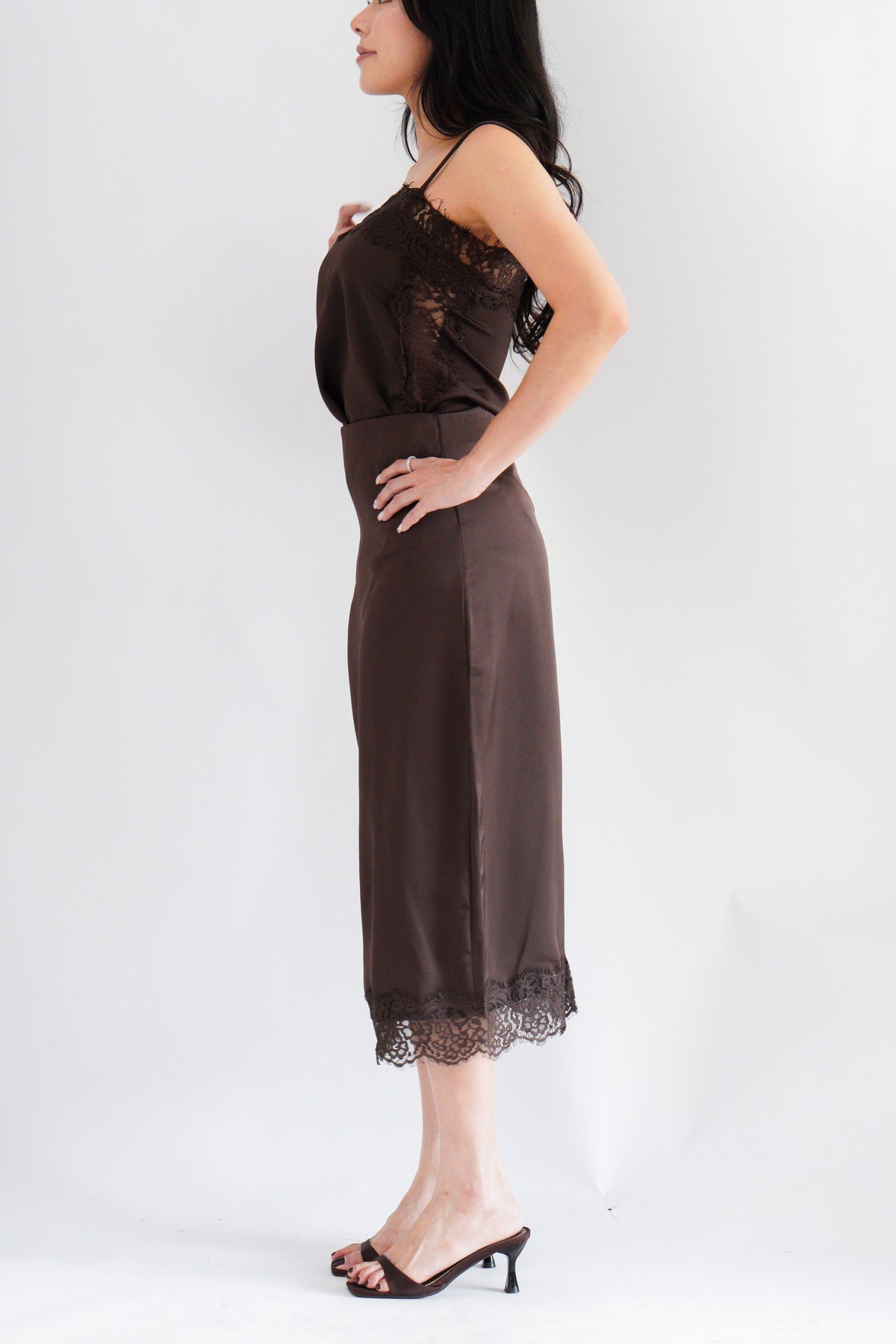Zolini Lace Skirt in Dark Brown