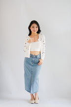Christabelle Polkadot Knit Cardigan in White