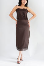 Zolini Lace Skirt in Dark Brown