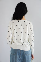 Christabelle Polkadot Knit Cardigan in White