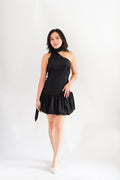 Adria Choker Mini Bubble Dress in Black