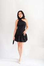 Adria Choker Mini Bubble Dress in Black