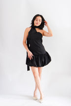 Adria Choker Mini Bubble Dress in Black