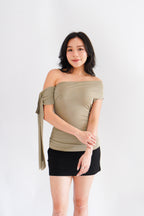 Baby Feraya Off Shoulder Toga Top in Khaki