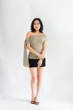 Baby Feraya Off Shoulder Toga Top in Khaki