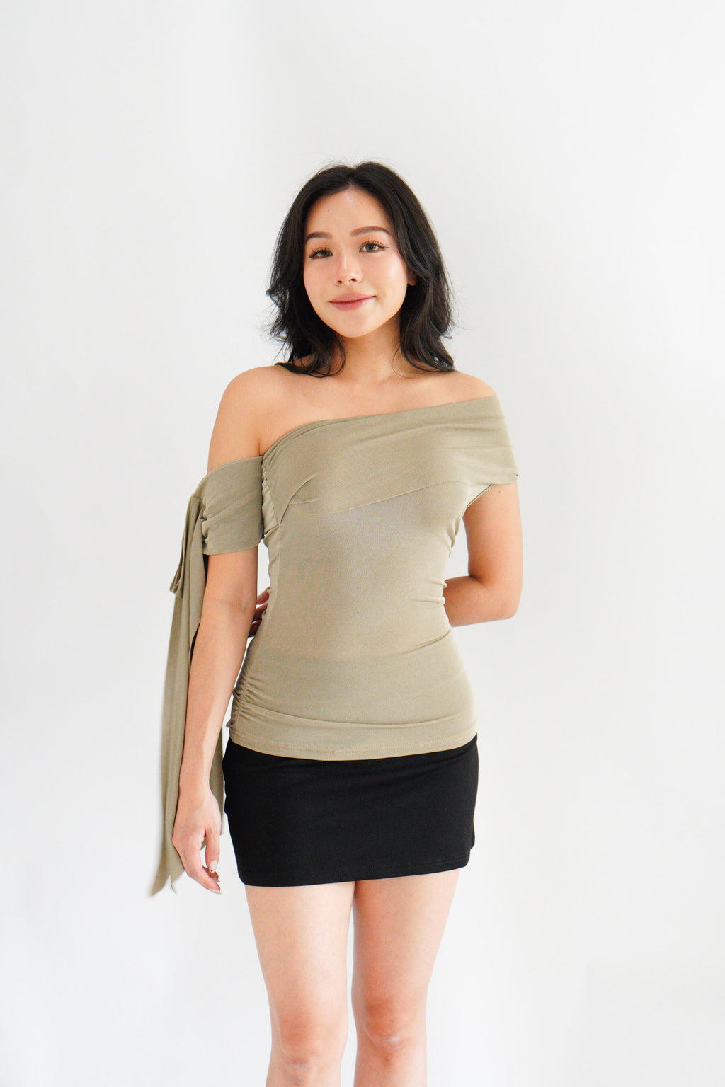 Baby Feraya Off Shoulder Toga Top in Khaki