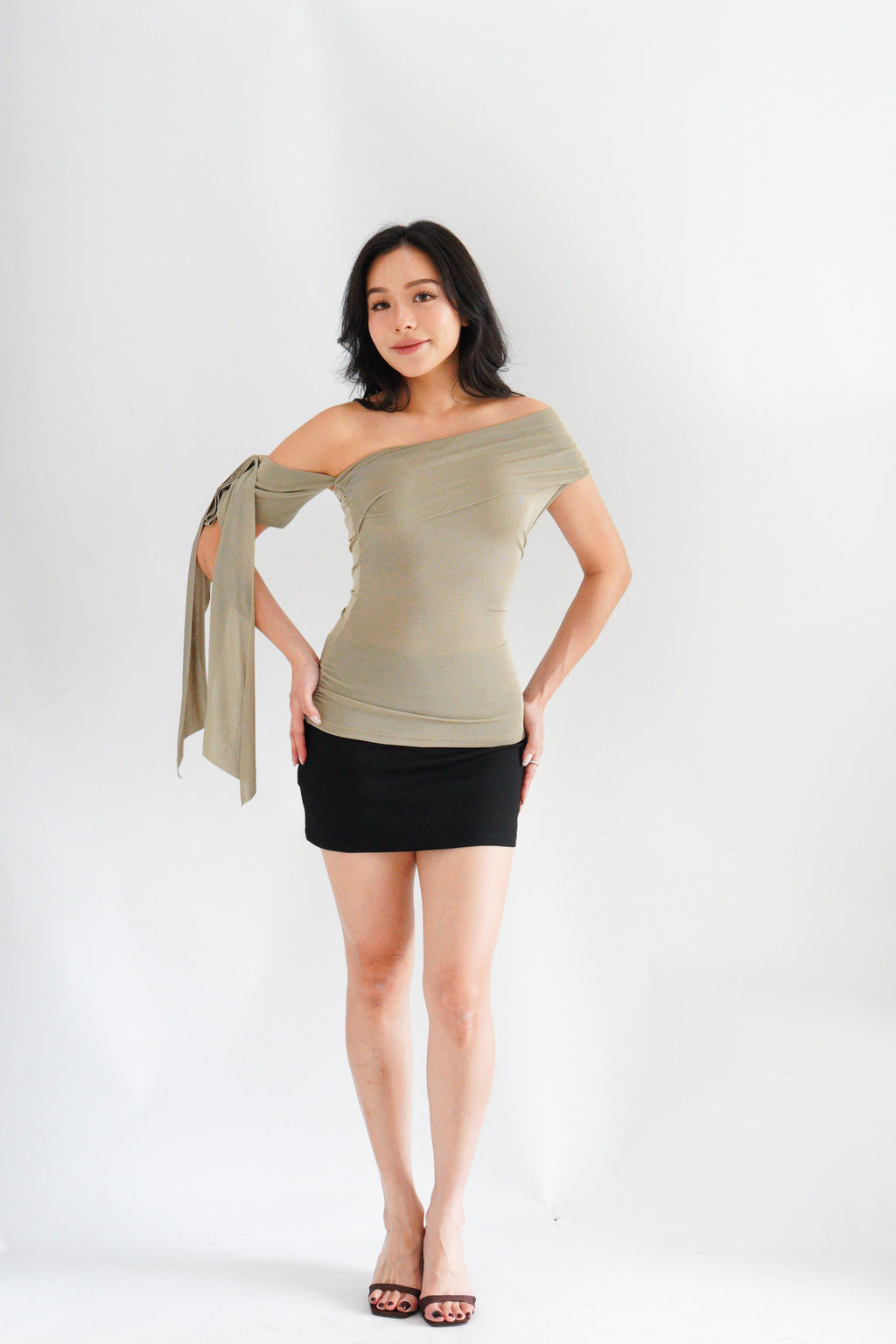 Baby Feraya Off Shoulder Toga Top in Khaki