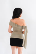Baby Feraya Off Shoulder Toga Top in Khaki