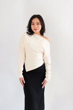 Kesha Long Sleeve Toga Top in Beige