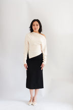 Kesha Long Sleeve Toga Top in Beige