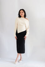 Kesha Long Sleeve Toga Top in Beige