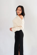 Kesha Long Sleeve Toga Top in Beige