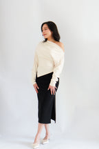 Kesha Long Sleeve Toga Top in Beige