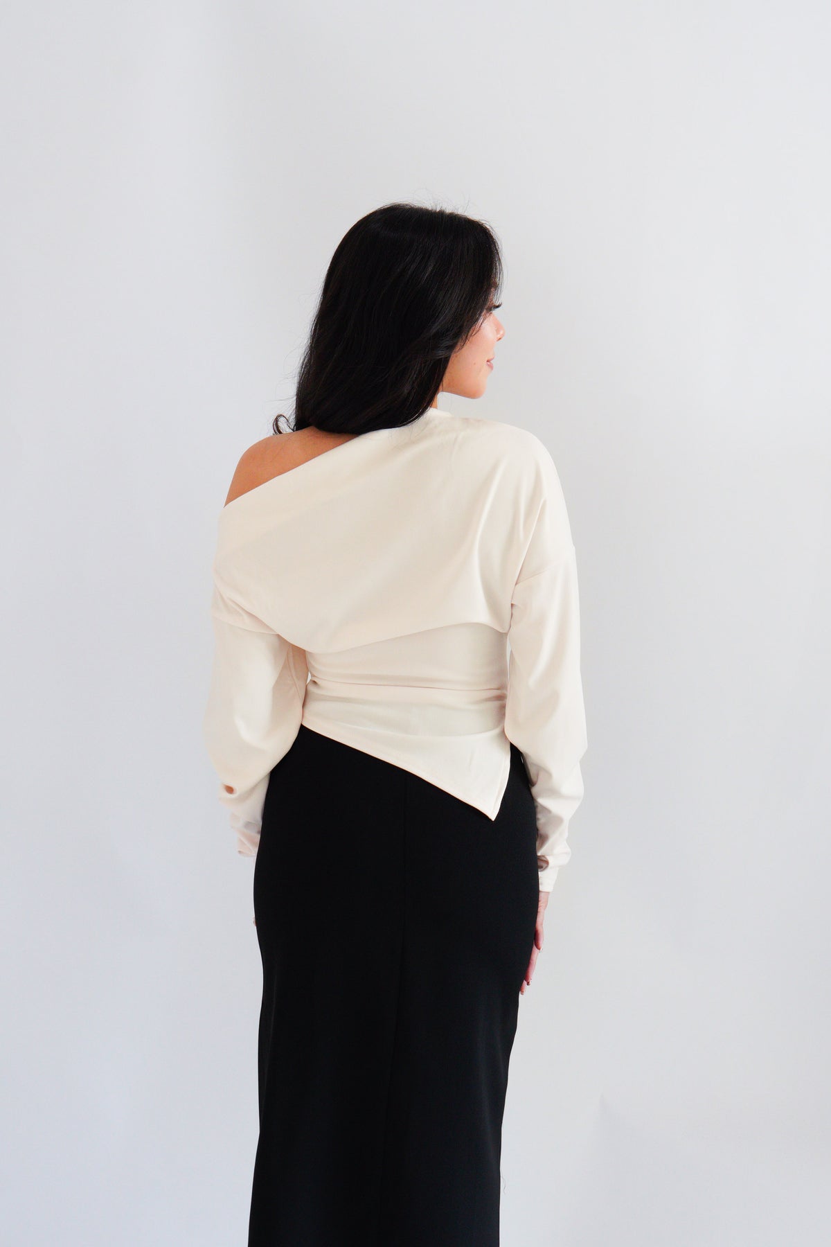 Kesha Long Sleeve Toga Top in Beige