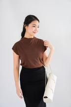 Finny High Neck Top in Brown