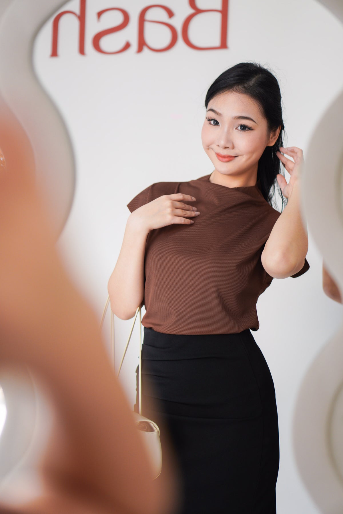 Finny High Neck Top in Brown