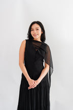 Lania Sash Vest Top and Skirt Set in Black