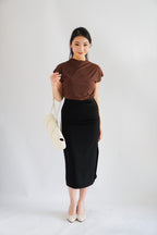 Finny High Neck Top in Brown