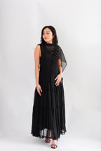 Lania Sash Vest Top and Skirt Set in Black