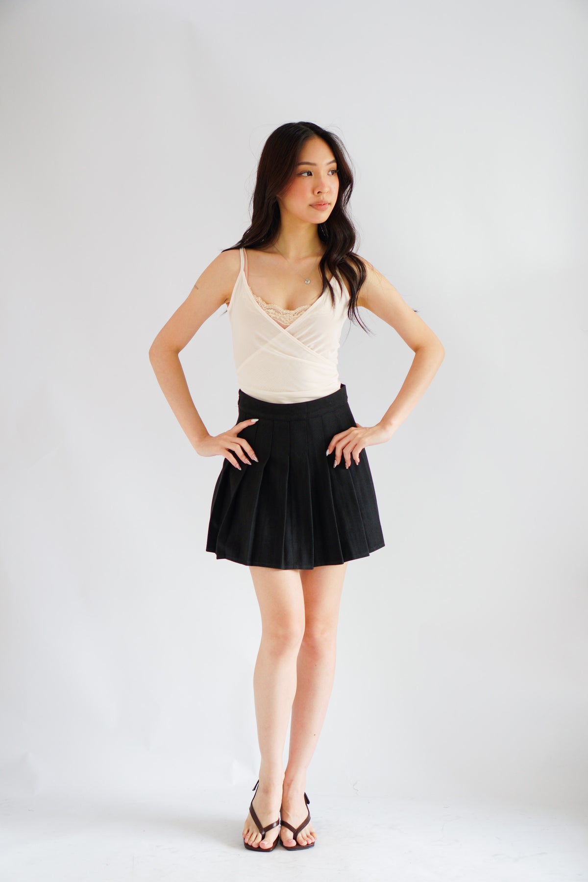 Ariane Pleated Mini Skirt in Black