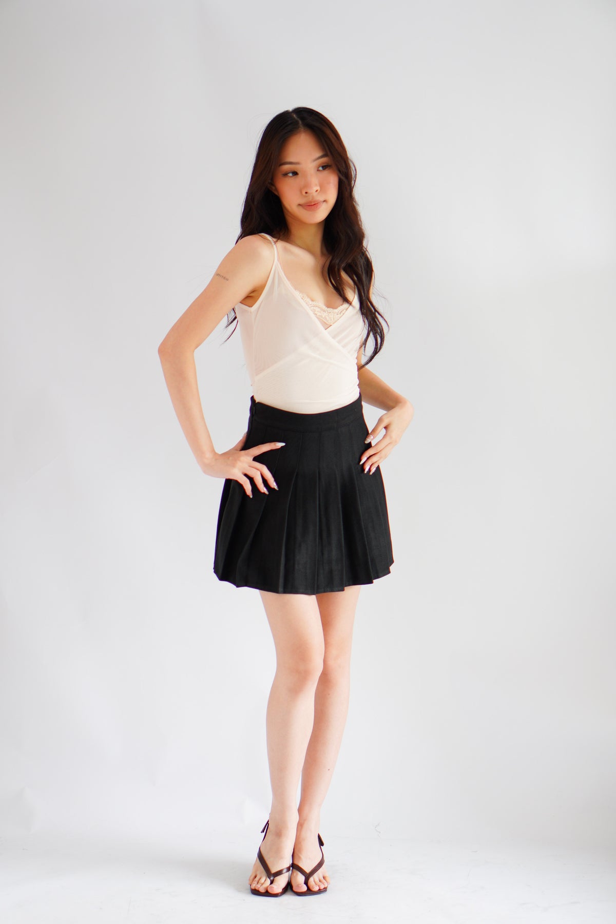 Ariane Pleated Mini Skirt in Black